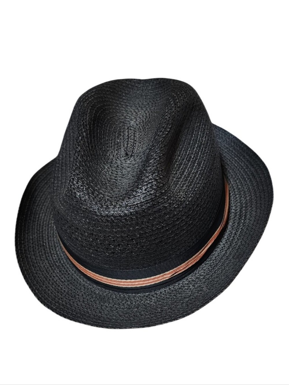 Vintage CAPS HEADWEAR Black Genuine Milanette Weave Fedora Hat XL 60 61